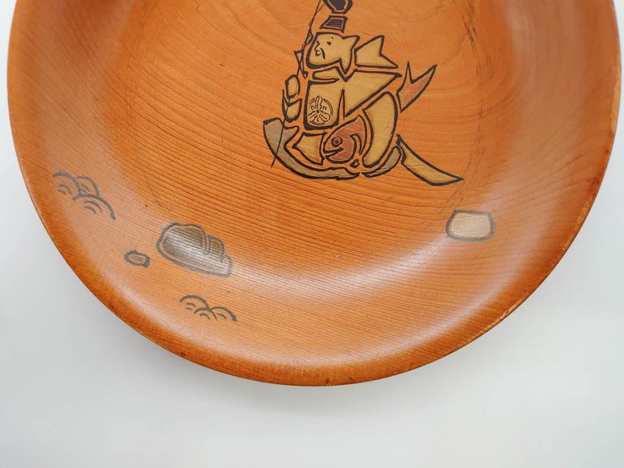 図変わり　約14cm　4.5寸　七福神の優し気な表情に心が和む木皿7枚セット(縁起物、恵比寿天(夷)、大黒天、毘沙門天、弁財天、福禄寿、寿老人、布袋、菓子皿、小皿、4寸5分、共箱付き)(R-078760)