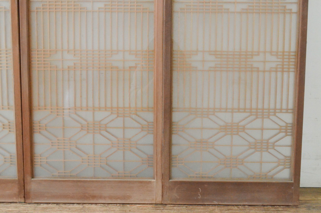 和製ビンテージ　両面ガラス　和の雰囲気を高める書院戸4枚セット(窓、引き戸、ガラス戸、ヴィンテージ)(R-065020)