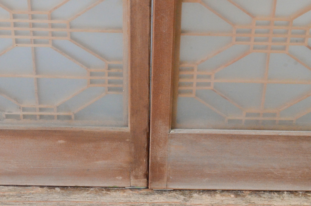 和製ビンテージ　両面ガラス　和の雰囲気を高める書院戸4枚セット(窓、引き戸、ガラス戸、ヴィンテージ)(R-065020)