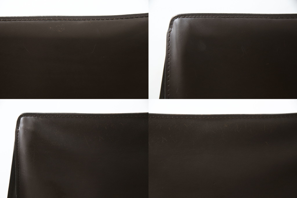 中古　Cassina(カッシーナ)　413　CAB(キャブ)　MARIO BELLINI(マリオベリーニ)　本革(レザー)　シンプルモダンな空間づくりに活躍するアームチェア2脚セット(ダイニングチェア、椅子、イス)(定価2脚で約83万6千円)(R-074313)