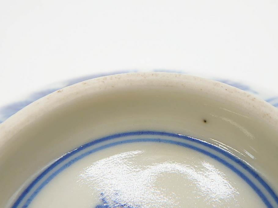 江戸期　大明成化年製　染付　四君子文　漢詩　約12cm　3.9寸　和の趣を感じる蓋付き茶碗5客セット(梅、菊、蘭、竹、川本半助?、蓋茶碗、器、どんぶり、陶器、和食器、3寸9分)(R-078763)