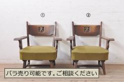 アンティーク家具　イギリスアンティーク　ツイストレッグ　ゴブラン織り　優雅な佇まいのオーク材製ダイニングチェア(椅子)(3)