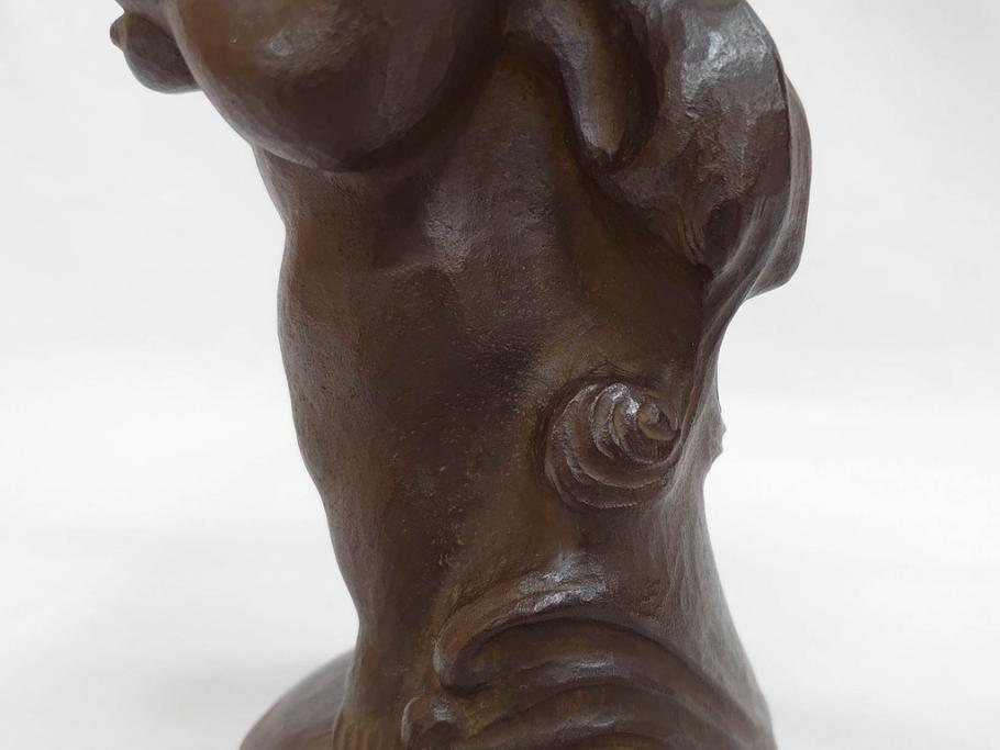 仏師　彫刻家　大内青圃　龍女献珠像　なめらかなフォルムと柔らかい表情が印象的なブロンズ像(置物、オブジェ、共箱付き)(R-073024)