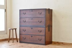 アンティーク家具　☆モダンな二段重ね時代箪笥