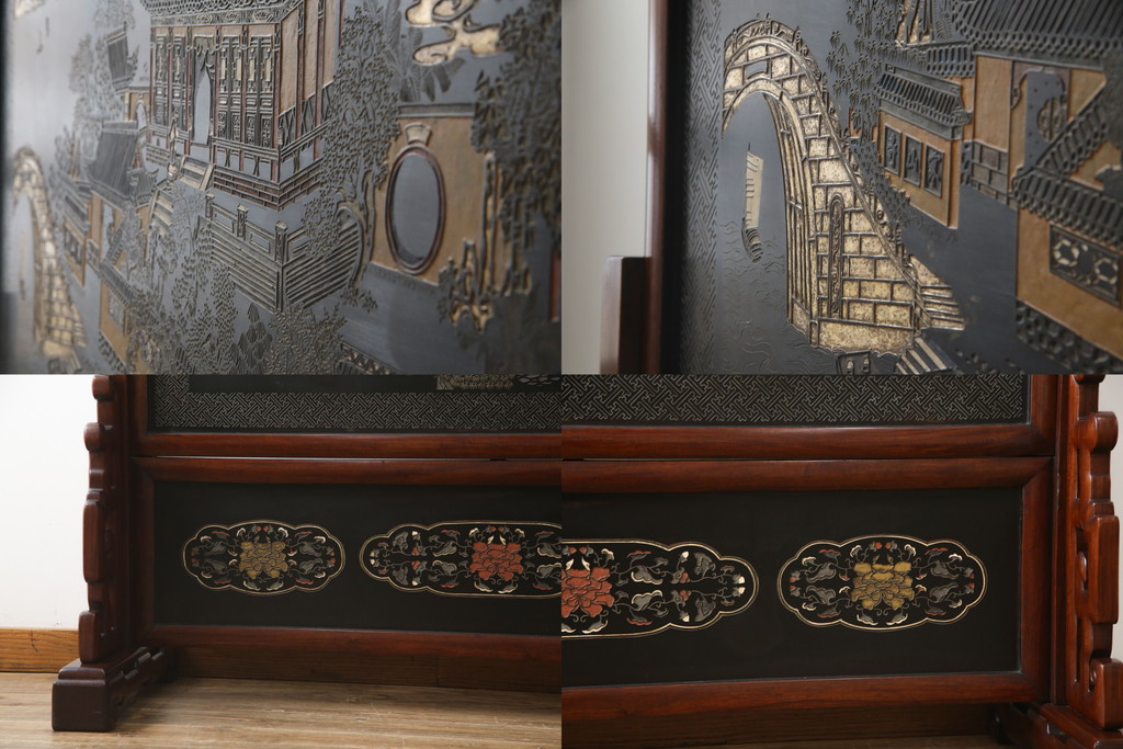 アジアンビンテージ 中国古美術 楓橋夜泊 寒山寺彫刻 清代書家 アジアンビンテージ 中国古美術 楓橋夜泊 寒山寺彫刻 清代書家