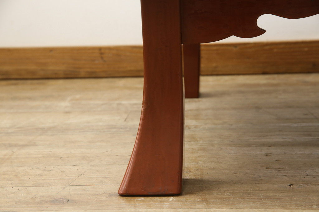 和製アンティーク　朱塗り(朱色)　総漆塗り　品のある佇まいが魅力的な座卓(ローテーブル、センターテーブル)(R-054693)