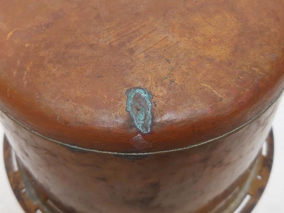 指物師 駒沢利斎　素材を生かした素朴な温かみを感じる桐火桶(丸火鉢、木製火鉢、手あぶり、共箱付き)(R-078770)