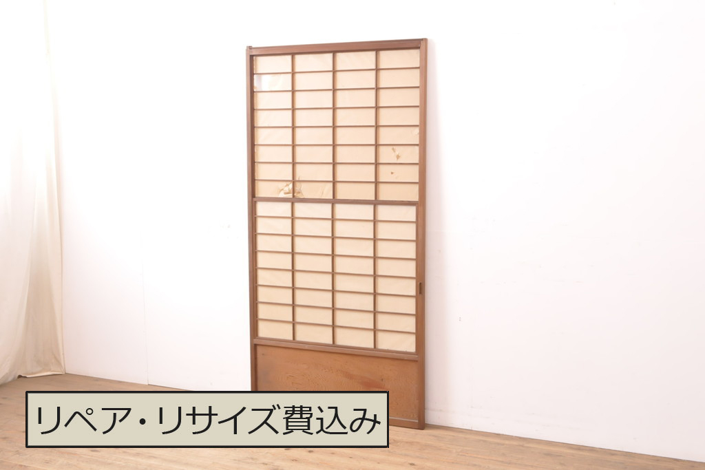アンティーク建具　日本風情が感じられる雪見障子戸1枚(引き戸、摺り上げ障子戸、建具)(R-054388)