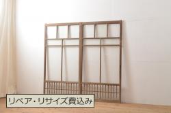 アンティーク建具　上手物!!　両面面取り加工　大正ロマンの雰囲気が漂うガラス戸4枚セット(引き戸)(R-066750)