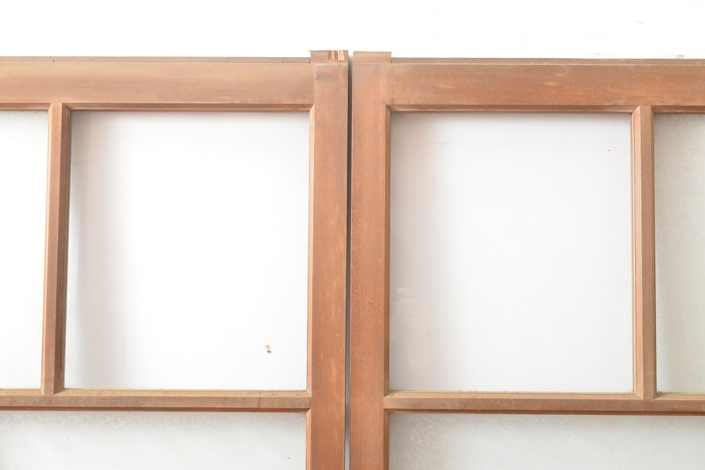 アンティーク建具　上手物　大正ロマンな雰囲気漂うガラス窓2枚セット(引き戸、ガラス戸、建具)(R-054373)