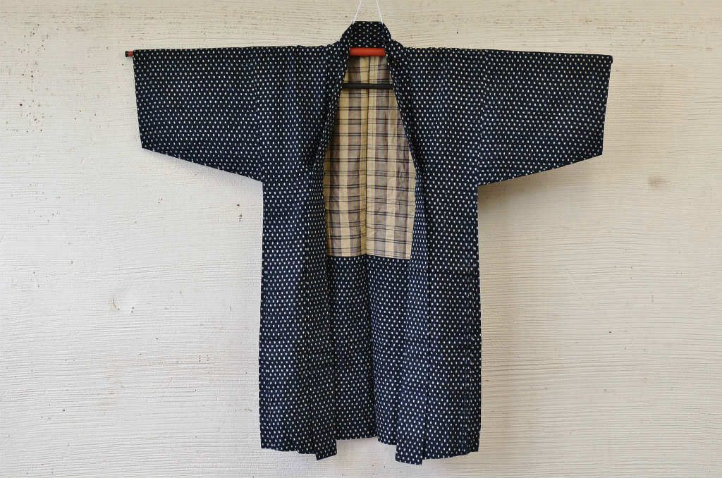 ○古い木綿着物5枚セット2　絣古布材料