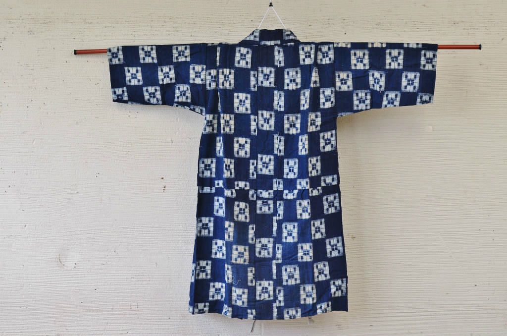 ○古い木綿着物5枚セット2　絣古布材料