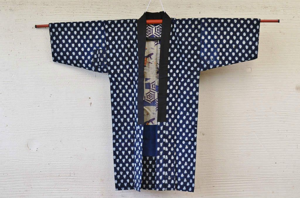 ○古い木綿着物5枚セット4　絣古布材料