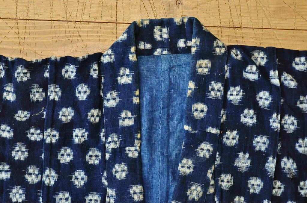 ○古い木綿着物5枚セット4　絣古布材料