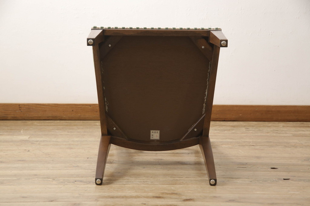 中古　DREXEL HERITAGE(ドレクセルヘリテイジ)　クラシカルな佇まいとストライプのファブリックがお洒落なチェア(ダイニングチェア、椅子、イス)(R-062424)