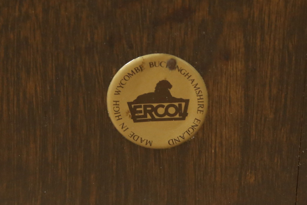 イギリスビンテージ　ERCOL(アーコール)　ナチュラルテイストのお部屋におすすめ! シンプルなクッション付きフープバックアームチェア(ウィンザーチェア、板座チェア、椅子、イス、1人掛け、ヴィンテージ、ウインザーチェア)(R-059538)