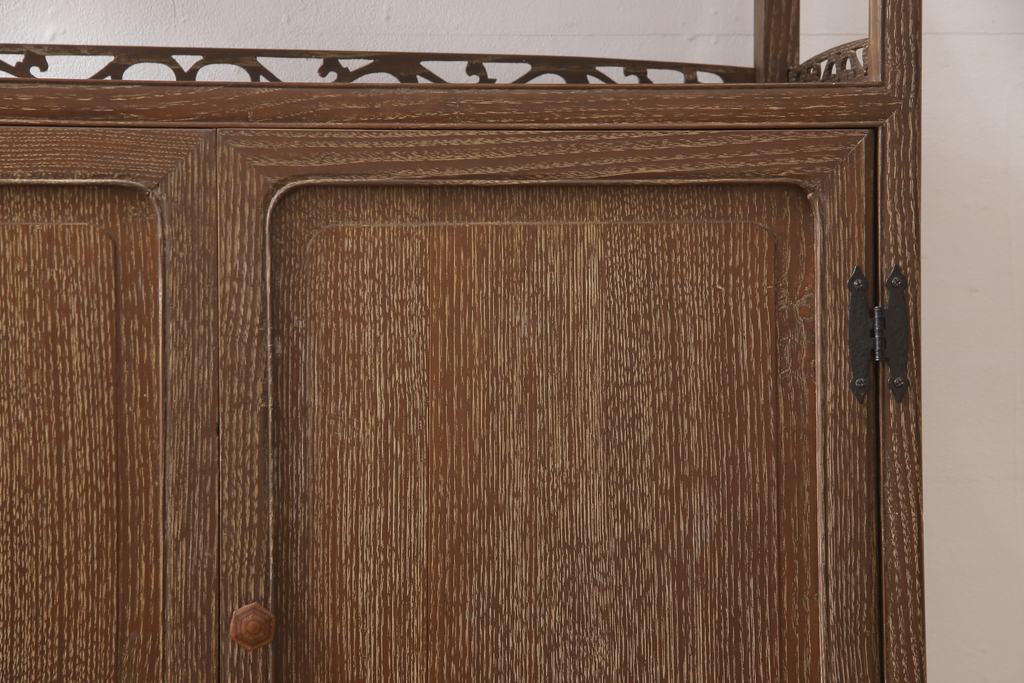 中古　指物高級家具　総桑材　上質な和の空間づくりにピッタリな茶棚(茶箪笥、飾り棚、収納棚、戸棚)(R-054548)
