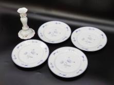 ビンテージ　フランス　LIMOGES(リモージュ)　GIRAUD(ジロー)　花柄がエレガントなプレート4枚&キャンドルスタンドセット(ヴィンテージ、フラワー、燭台、ろうそく立て、火立て、キャンドルスティック、蝋燭立て、皿、中皿、磁器、洋食器)(R-078839)