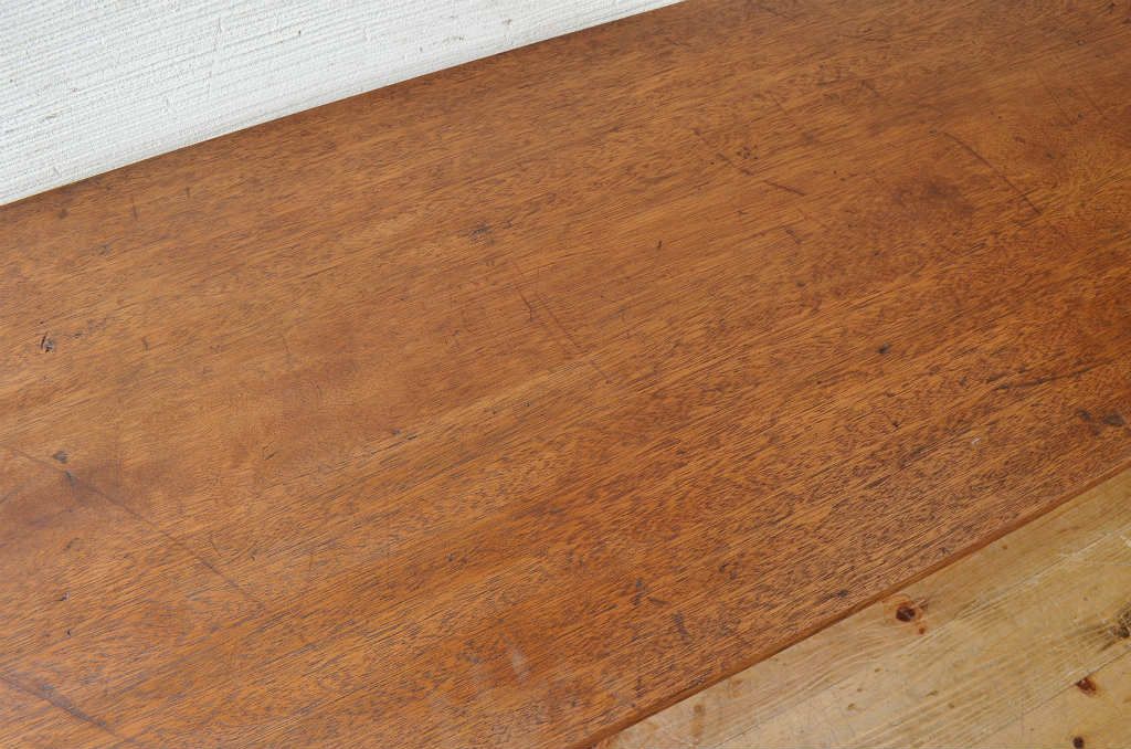 アンティーク家具　☆天板一枚板!鉄脚の大振りなテーブル(作業台、机)1