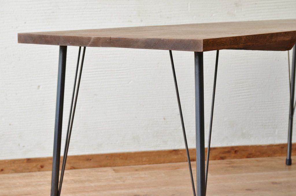 アンティーク家具　☆天板一枚板!鉄脚の大振りなテーブル(作業台、机)1