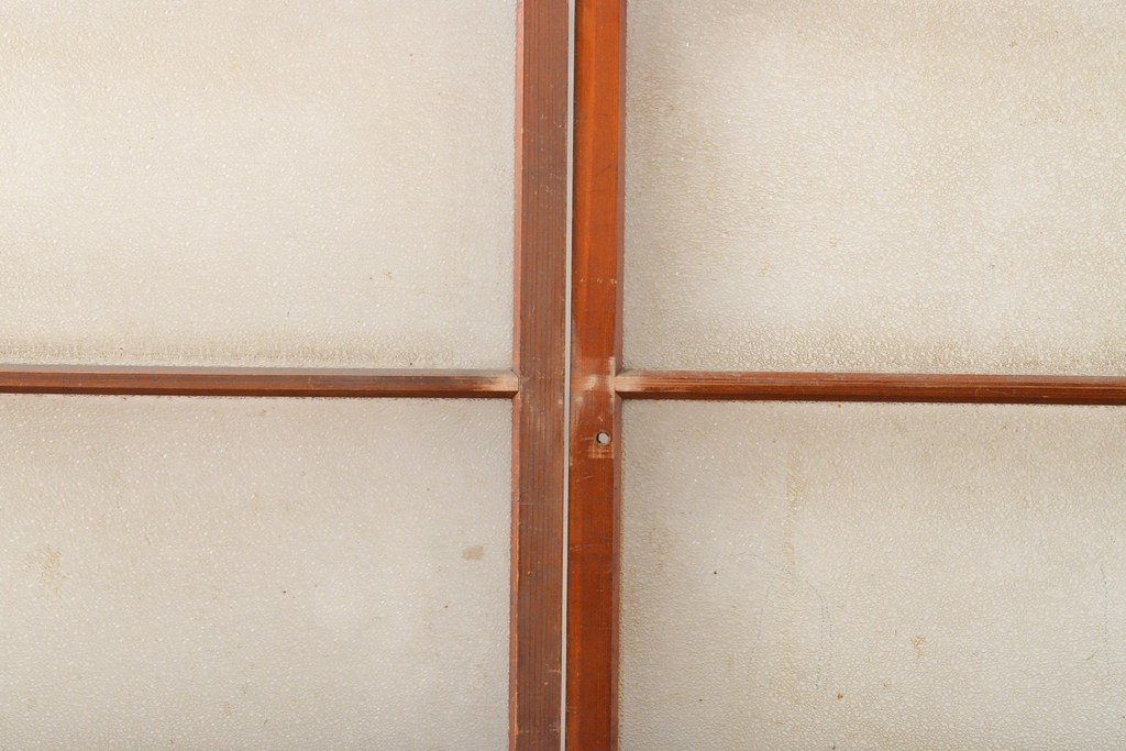 和製アンティーク　どこか懐かしさを感じるガラス戸2枚セット(引き戸、建具)(R-054227)