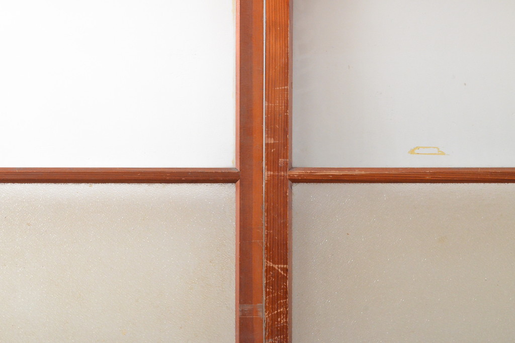 和製アンティーク　どこか懐かしさを感じるガラス戸2枚セット(引き戸、建具)(R-054227)
