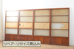 和製アンティーク　ノスタルジックな佇まいが魅力的なガラス戸4枚セット(引き戸、建具)(R-054345)