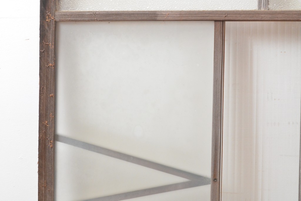 和製アンティーク　大正ロマン　凝ったつくりが空間演出を盛り上げるガラス窓2枚セット(引き戸、ガラス戸、建具)(R-054350)