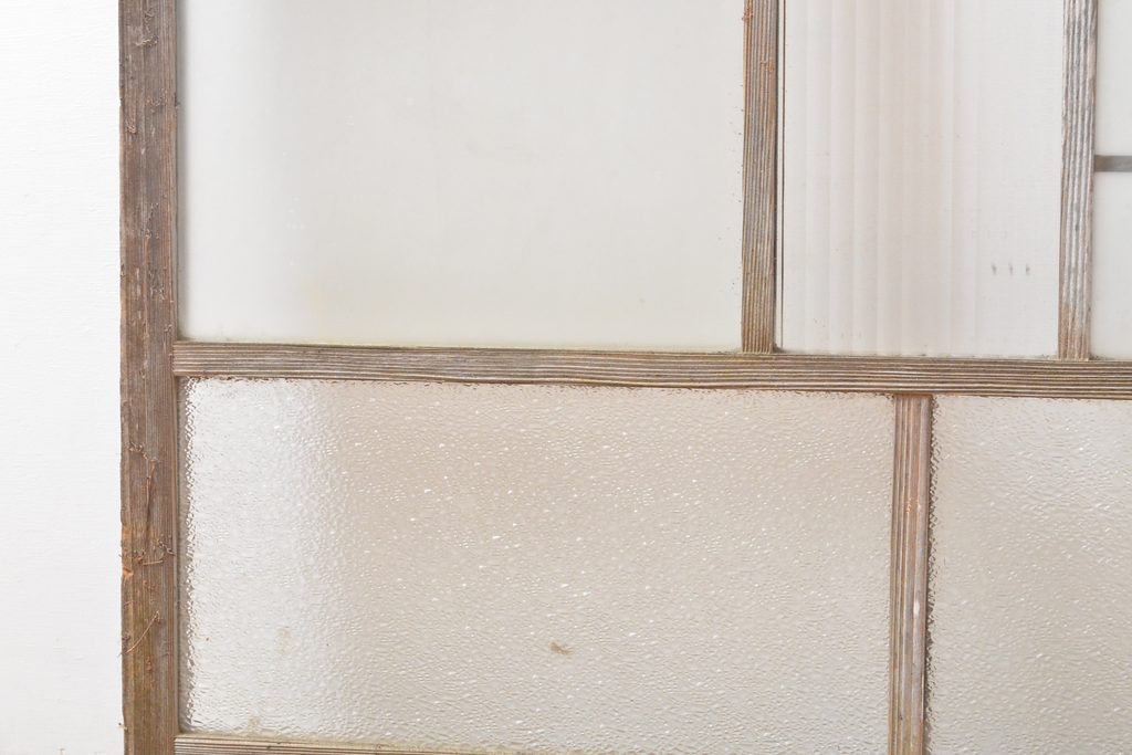 和製アンティーク　大正ロマン　凝ったつくりが空間演出を盛り上げるガラス窓2枚セット(引き戸、ガラス戸、建具)(R-054350)