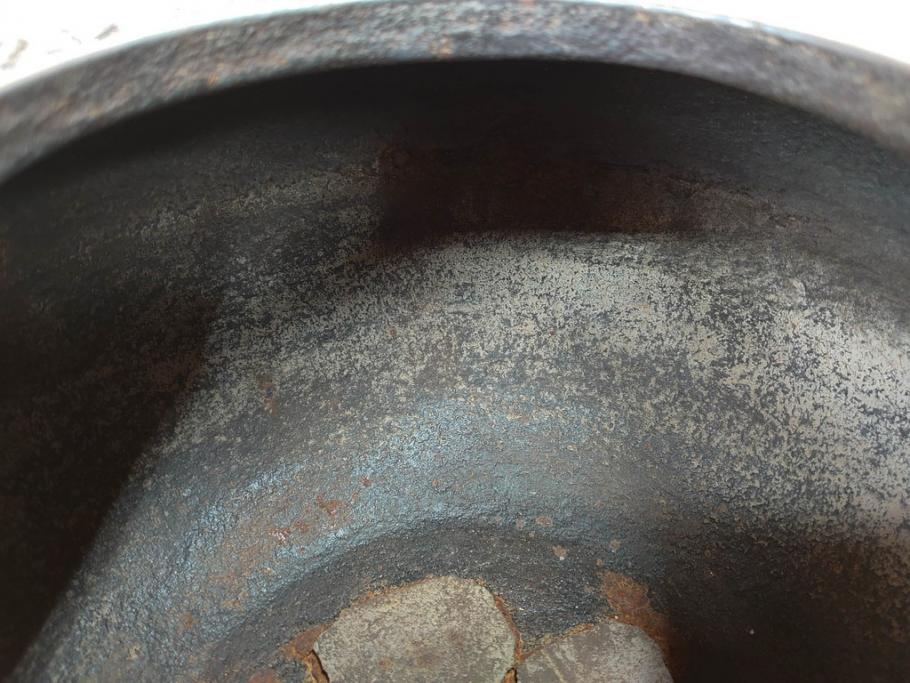 時代物　健仁松堂　斑紫銅蓋　透木釜　時を重ねた味わいのある羽釜(釜、湯釜、湯沸かし、煎茶道具、茶道具、共箱付き)(R-078930)