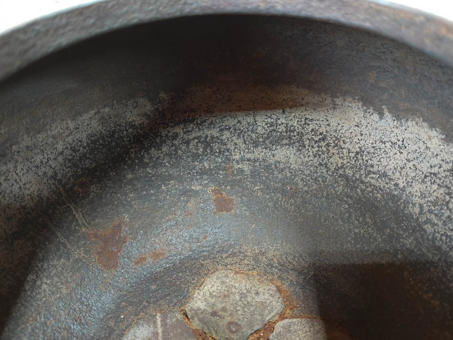 時代物　健仁松堂　斑紫銅蓋　透木釜　時を重ねた味わいのある羽釜(釜、湯釜、湯沸かし、煎茶道具、茶道具、共箱付き)(R-078930)