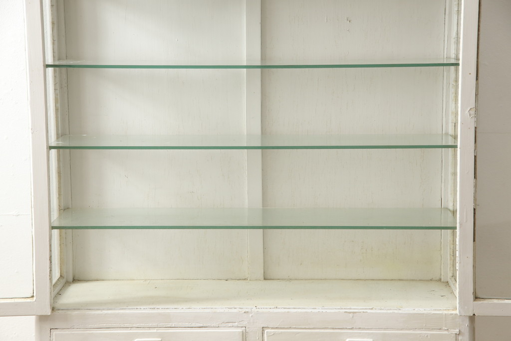和製アンティーク　レトロな雰囲気を醸し出すケビントガラスケース(飾り棚、収納棚、戸棚、キャビネット)(R-059623)