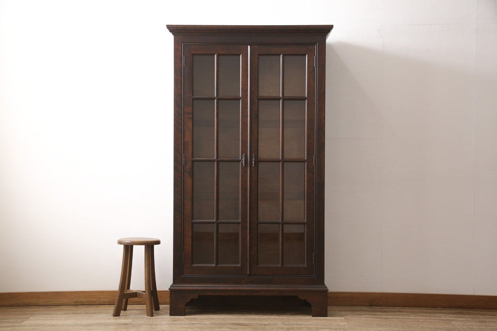 中古　美品　松本民芸家具　シックなインテリアと相性の良いC型書棚(定価約63万円)(ブックケース、本棚、本箱、飾り棚)(R-054377)