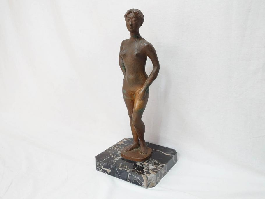 千野茂　裸婦像　高さ約48.5cm　重量約9.08kg　なめらかな曲線が美しいブロンズ像(置物、オブジェ、女性像、箱なし)(R-073030)
