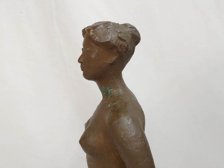 千野茂　裸婦像　高さ約48.5cm　重量約9.08kg　なめらかな曲線が美しいブロンズ像(置物、オブジェ、女性像、箱なし)(R-073030)