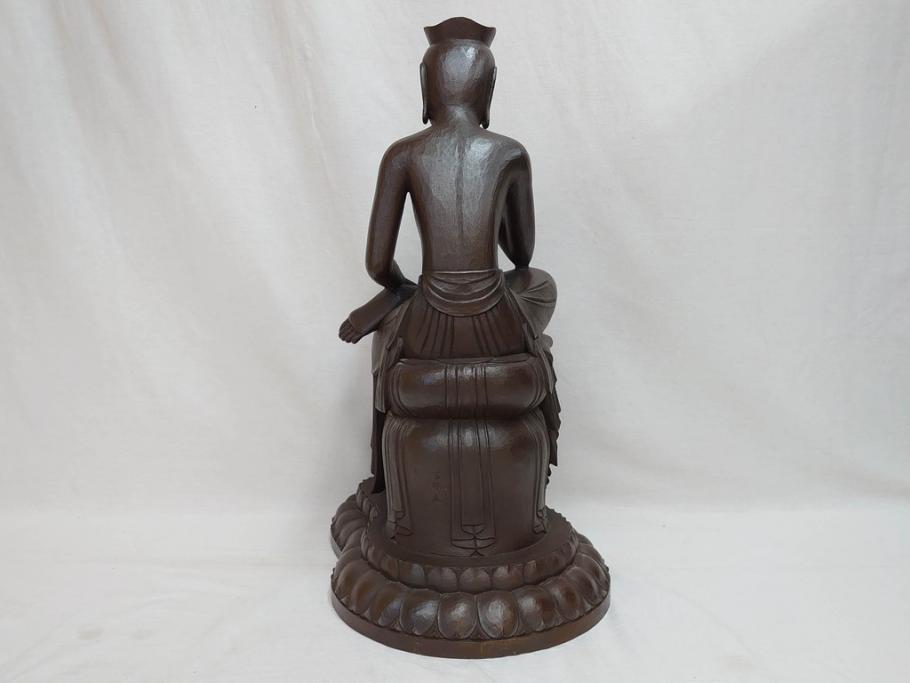 仏師　彫刻家　松久宗琳　弥勒菩薩半跏思惟像　高さ約60.5cm　重量約15.66kg　細部まで丁寧につくり込まれた重厚感のあるブロンズ像(仏像、置物、オブジェ)(R-073031)