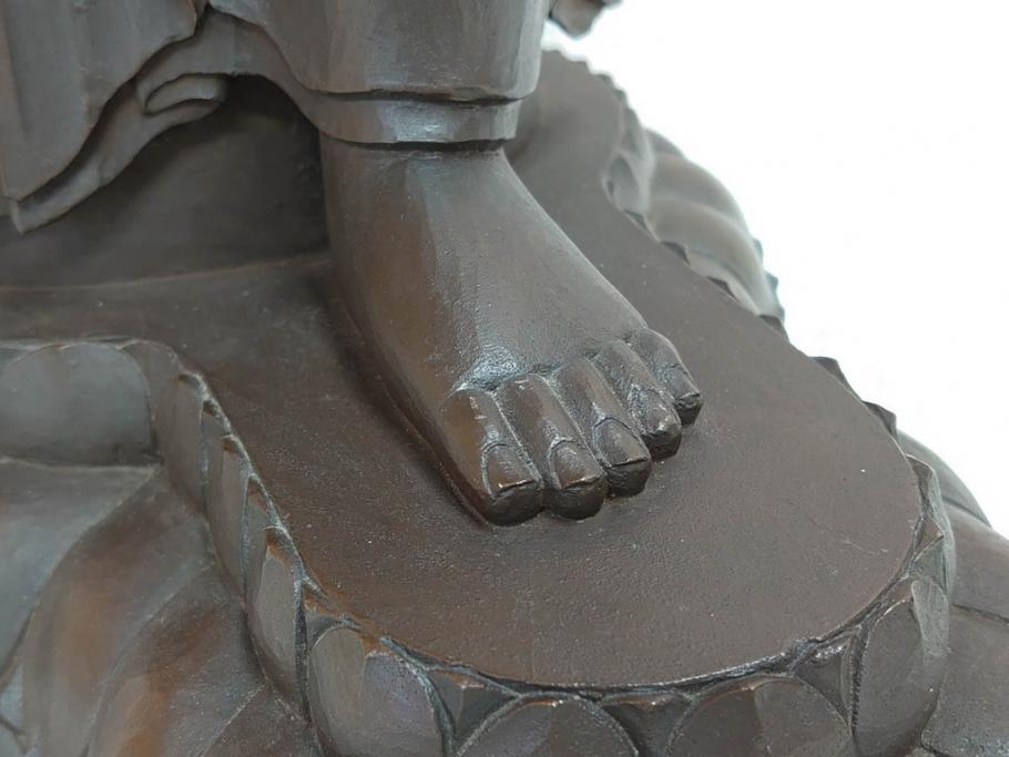 仏師　彫刻家　松久宗琳　弥勒菩薩半跏思惟像　高さ約60.5cm　重量約15.66kg　細部まで丁寧につくり込まれた重厚感のあるブロンズ像(仏像、置物、オブジェ)(R-073031)