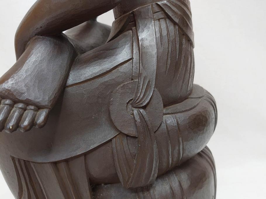 仏師　彫刻家　松久宗琳　弥勒菩薩半跏思惟像　高さ約60.5cm　重量約15.66kg　細部まで丁寧につくり込まれた重厚感のあるブロンズ像(仏像、置物、オブジェ)(R-073031)