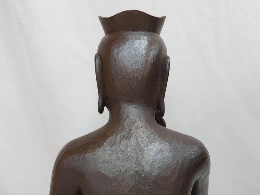 仏師　彫刻家　松久宗琳　弥勒菩薩半跏思惟像　高さ約60.5cm　重量約15.66kg　細部まで丁寧につくり込まれた重厚感のあるブロンズ像(仏像、置物、オブジェ)(R-073031)