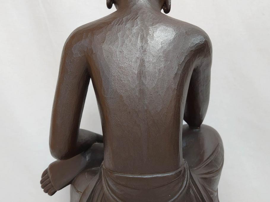 仏師　彫刻家　松久宗琳　弥勒菩薩半跏思惟像　高さ約60.5cm　重量約15.66kg　細部まで丁寧につくり込まれた重厚感のあるブロンズ像(仏像、置物、オブジェ)(R-073031)