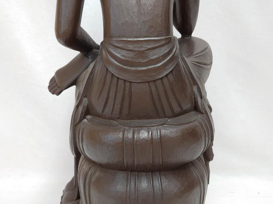 仏師　彫刻家　松久宗琳　弥勒菩薩半跏思惟像　高さ約60.5cm　重量約15.66kg　細部まで丁寧につくり込まれた重厚感のあるブロンズ像(仏像、置物、オブジェ)(R-073031)