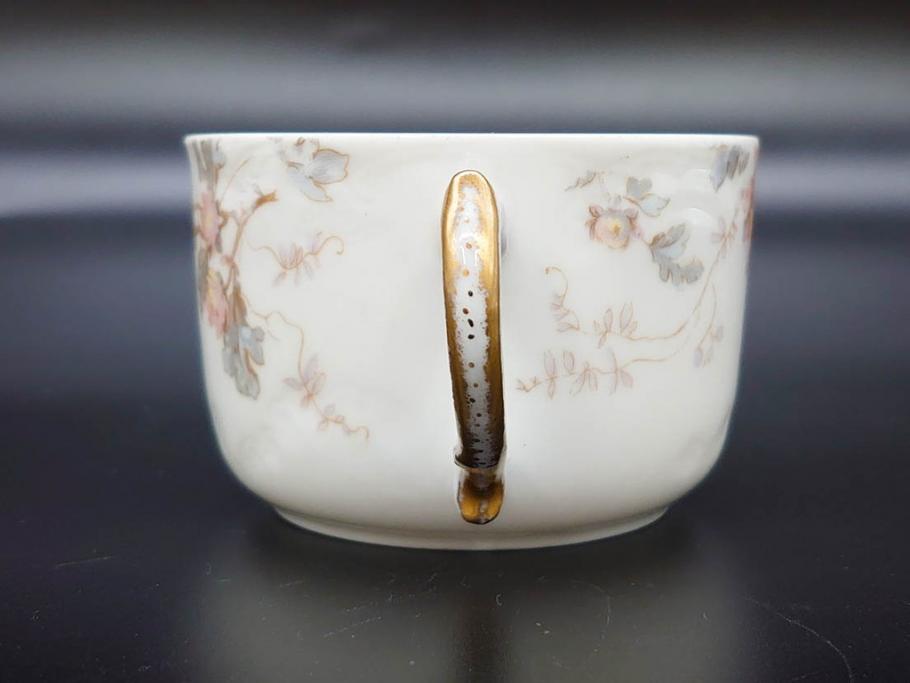 ビンテージ　フランス　LIMOGES(リモージュ)　HAVILAND(アビランド)　淡い花柄が上品なカップ&ソーサー7客セット(ヴィンテージ、金彩、フラワー、C&S、磁器、洋食器)(R-078840)