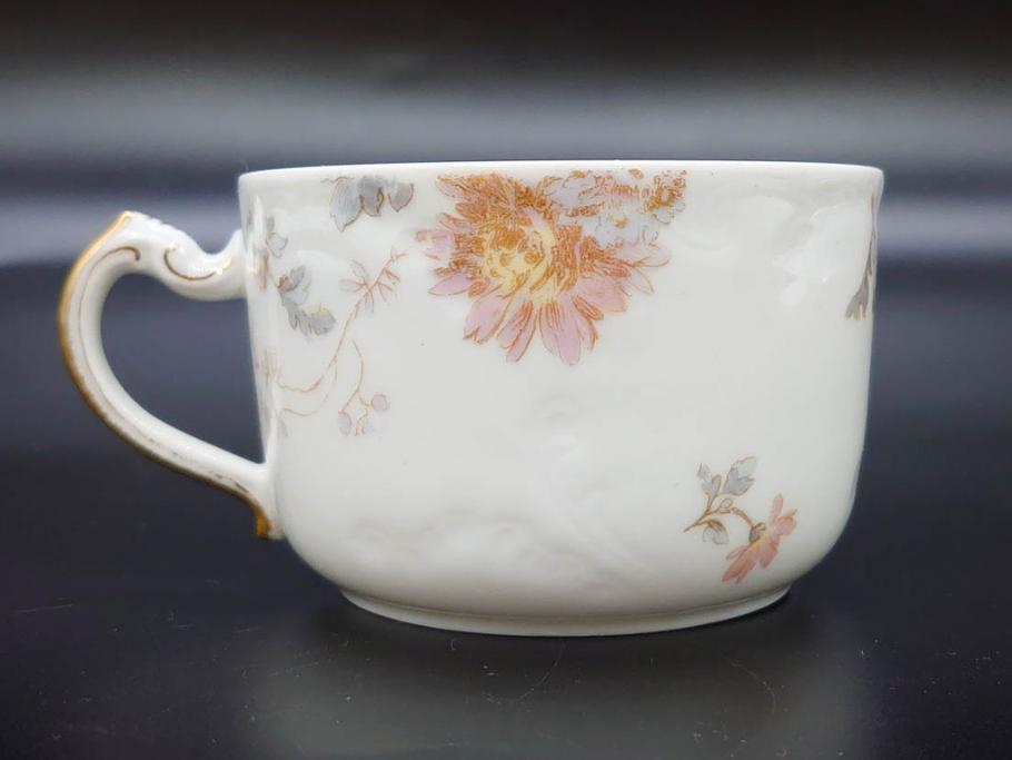 ビンテージ　フランス　LIMOGES(リモージュ)　HAVILAND(アビランド)　淡い花柄が上品なカップ&ソーサー7客セット(ヴィンテージ、金彩、フラワー、C&S、磁器、洋食器)(R-078840)