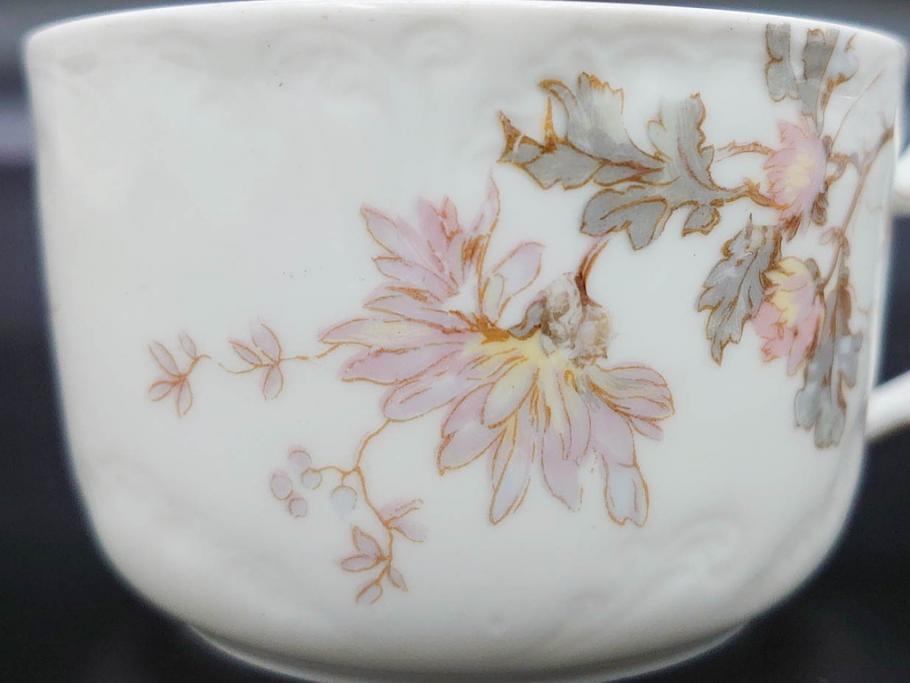 ビンテージ　フランス　LIMOGES(リモージュ)　HAVILAND(アビランド)　淡い花柄が上品なカップ&ソーサー7客セット(ヴィンテージ、金彩、フラワー、C&S、磁器、洋食器)(R-078840)