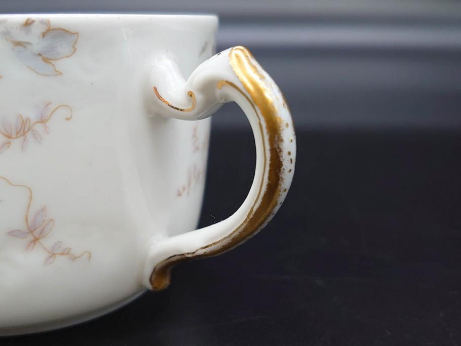 ビンテージ　フランス　LIMOGES(リモージュ)　HAVILAND(アビランド)　淡い花柄が上品なカップ&ソーサー7客セット(ヴィンテージ、金彩、フラワー、C&S、磁器、洋食器)(R-078840)