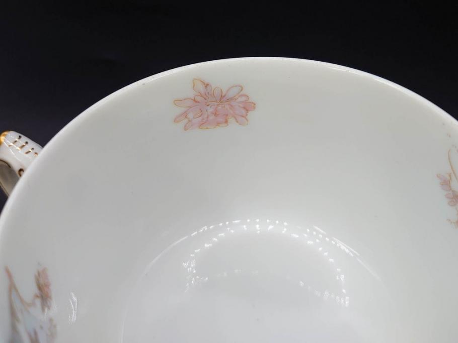 ビンテージ　フランス　LIMOGES(リモージュ)　HAVILAND(アビランド)　淡い花柄が上品なカップ&ソーサー7客セット(ヴィンテージ、金彩、フラワー、C&S、磁器、洋食器)(R-078840)