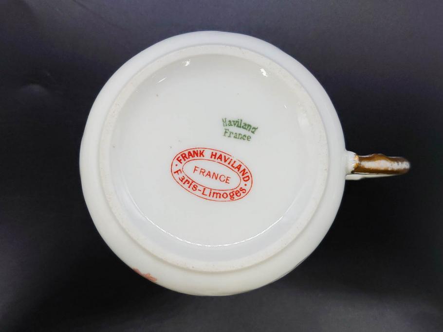ビンテージ　フランス　LIMOGES(リモージュ)　HAVILAND(アビランド)　淡い花柄が上品なカップ&ソーサー7客セット(ヴィンテージ、金彩、フラワー、C&S、磁器、洋食器)(R-078840)