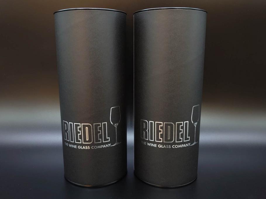 未使用品　オーストリア　RIEDEL(リーデル)　ソムリエ　シャンパーニュ　スパークリングワイン　洗練されたデザインが優美な印象を与えるグラス2客セット(旧パッケージ、チューブ缶、箱付き、袋付き)(R-073035)