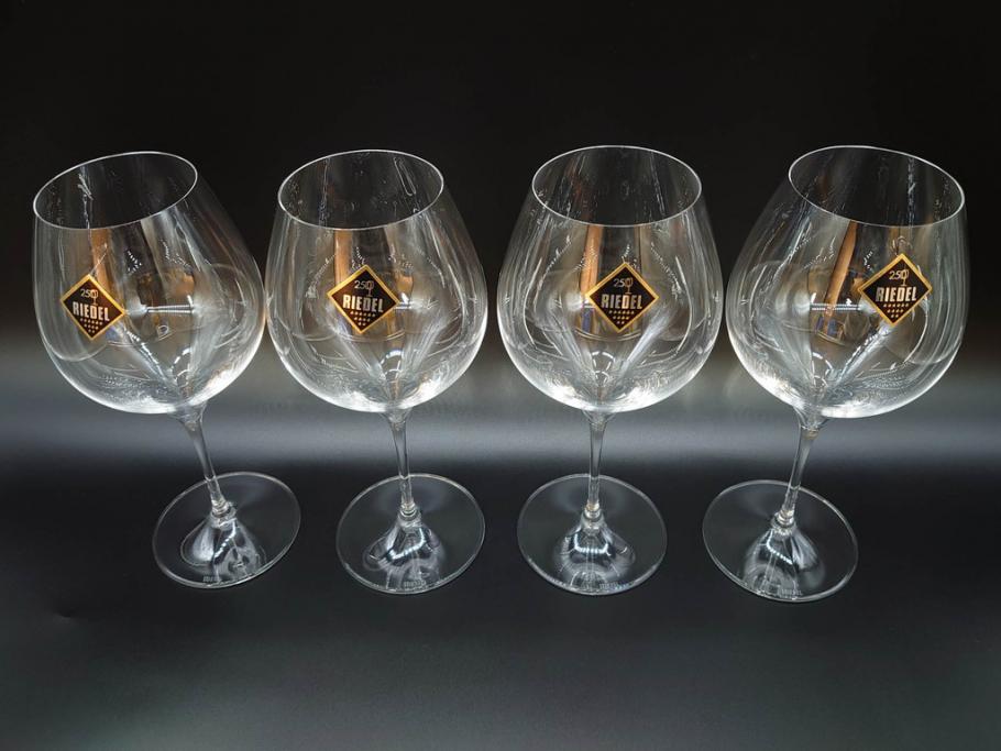 未使用品　オーストリア　RIEDEL(リーデル)　ヴィノム　250周年記念　ピノ・ノワール　ネッビオーロ　上品な佇まいが魅力のグラス4客セット(ワイン、箱付き)(R-073036)