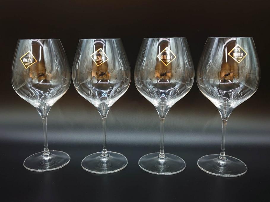 未使用品　オーストリア　RIEDEL(リーデル)　ヴィノム　250周年記念　ピノ・ノワール　ネッビオーロ　上品な佇まいが魅力のグラス4客セット(ワイン、箱付き)(R-073036)